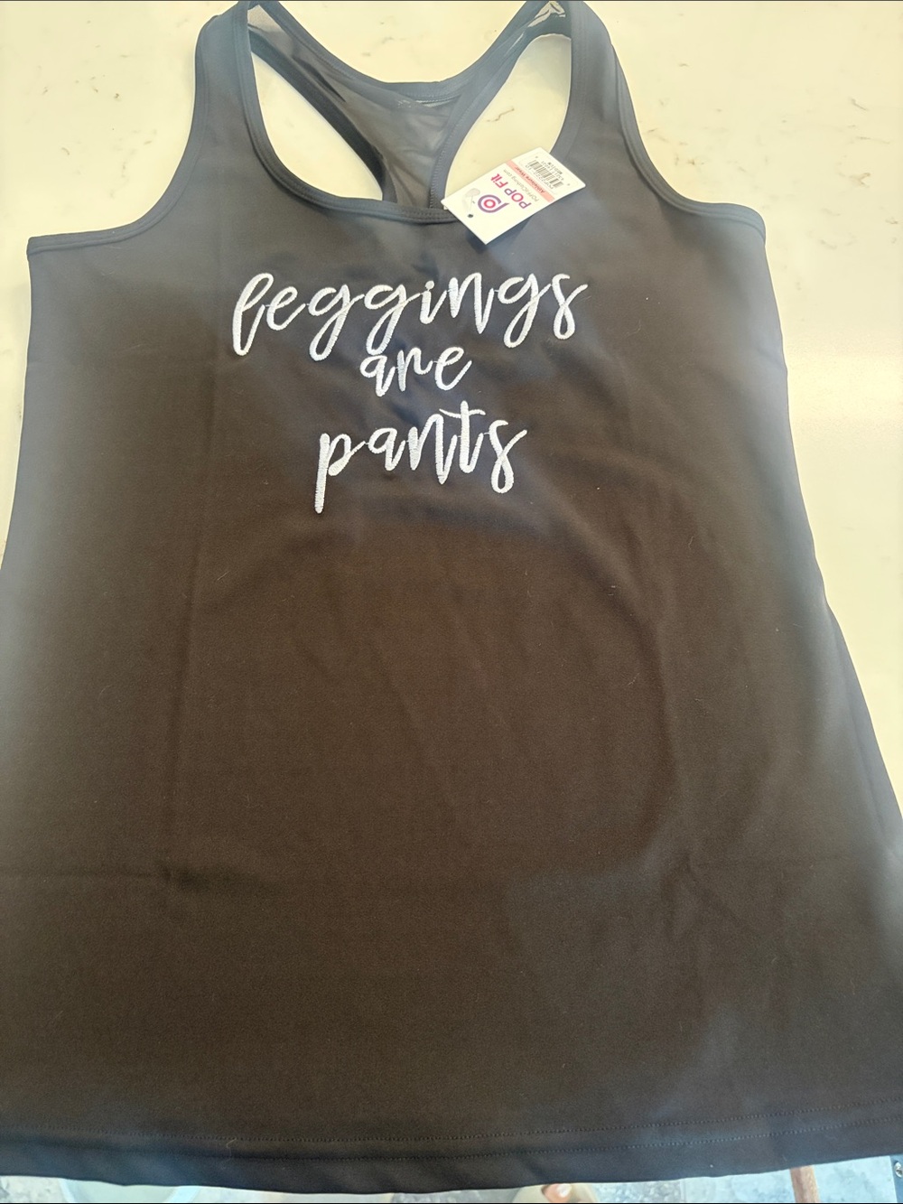 POP Fit Black Muscle Tee with White Script